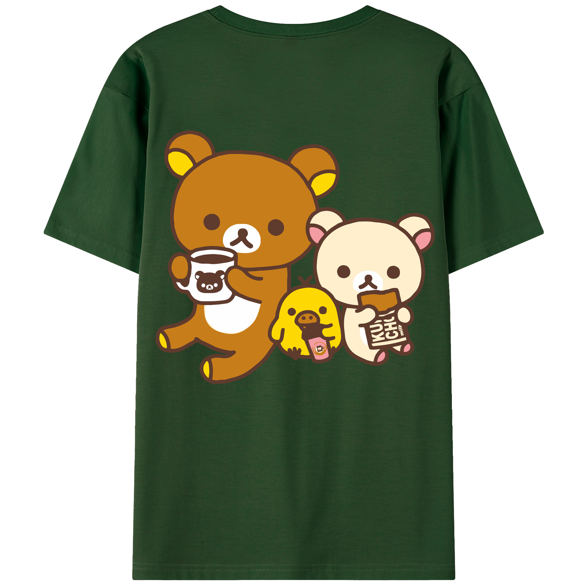 （画像用） リラックマ リラックマ キイロイトリ Rilakkuma Korilakkuma Kiiroitori 綿100％半袖Tシャツ（背面プリント）